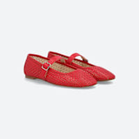 Women's red mesh flats