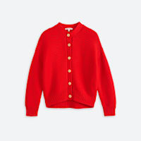 Women's red button down long sleeve sweater