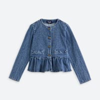 Women's denim jacket with peplum hem