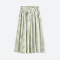 Women's green and white striped maxi skirt with elastic waist