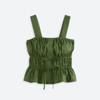 Women's sleeveless green top with ruffles