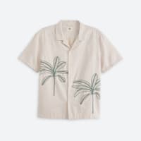 Stitch Fix men's white short sleeve button down shirt with palm tree design
