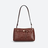 Stitch Fix embossed brown leather shoulder bag