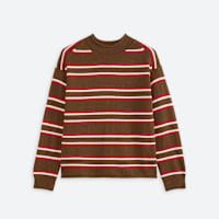 Women's brown striped crew neck sweater