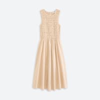 Women's petite khaki smocked dress