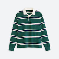 Stitch Fix men's green striped rugby polo