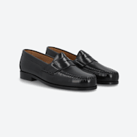 Men's black leather loafers
