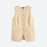 Women's beige sleeveless button front vest