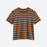 Women's brown and blue striped tee