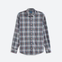 Men's blue and red button down flannel shirt