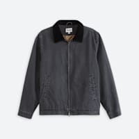 Men's dark grey zip up jacket with black collar