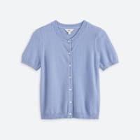 Women's light blue short sleeve button down cardigan