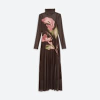 Women's brown maxi dress with large floral print