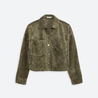 Women's olive green cropped suede jacket