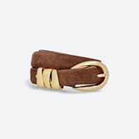 Women's brown suede belt with gold hardware