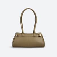 Women's olive shoulder bag with gold hardware