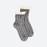 Women's grey socks with floral print and lace detail