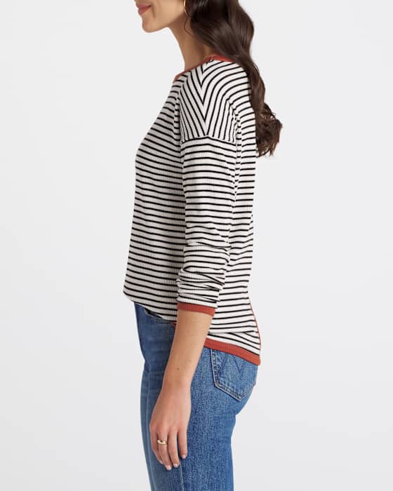 Crew Neck Contrast Trim Knit Top