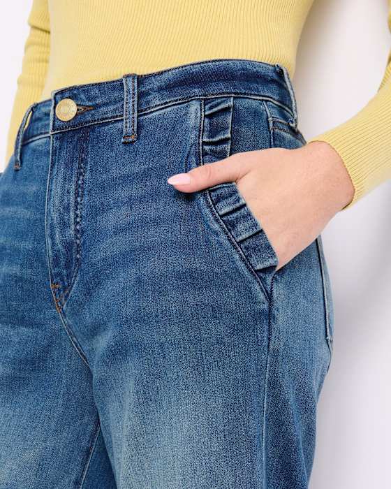 Meg High Rise Pleated Slash Pocket Wide Leg Jean