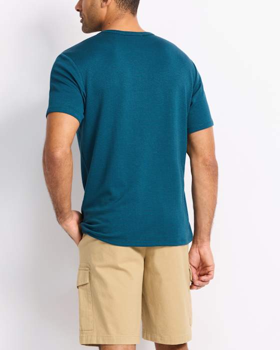 Heavyweight Textured T-Shirt - Blue - Figure Back