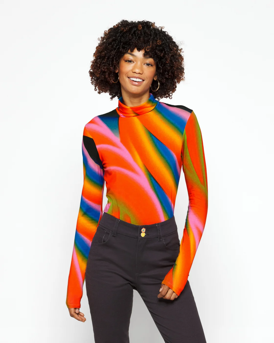 Swirl Knit Turtleneck Top